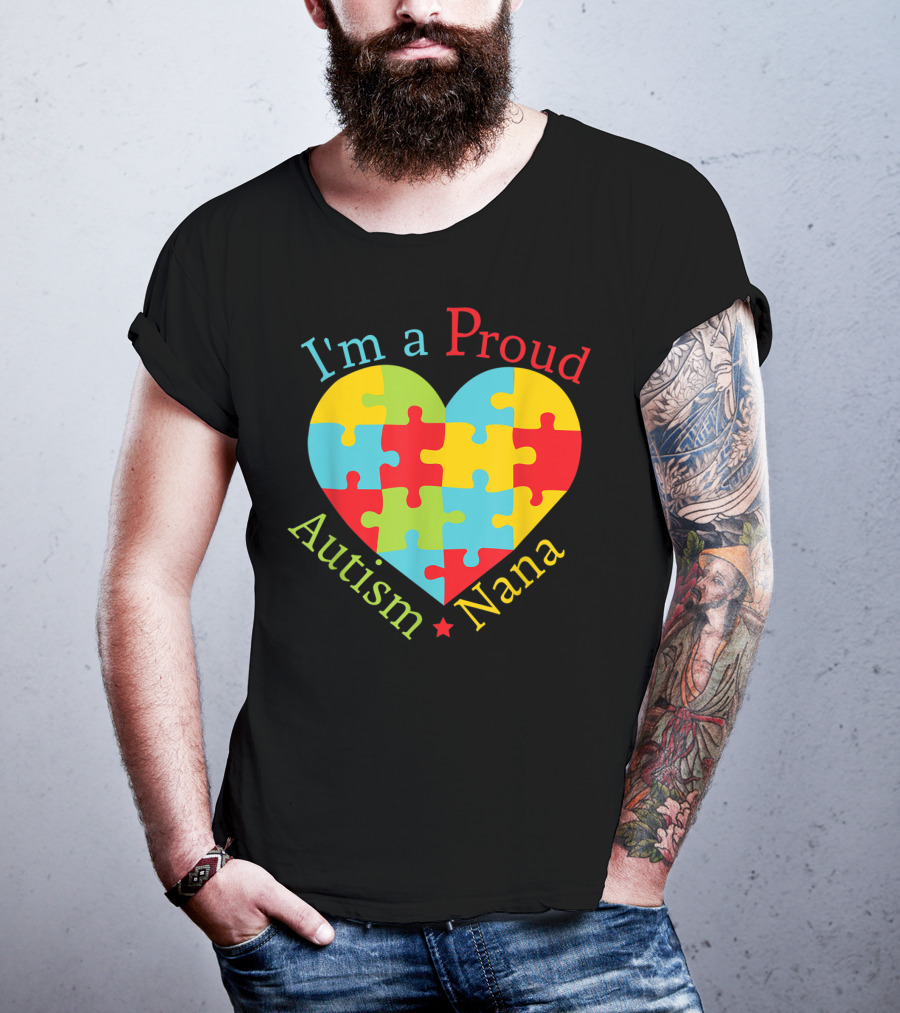 I'm A Proud Autism Nana Puzzle Heart T-Shirt
