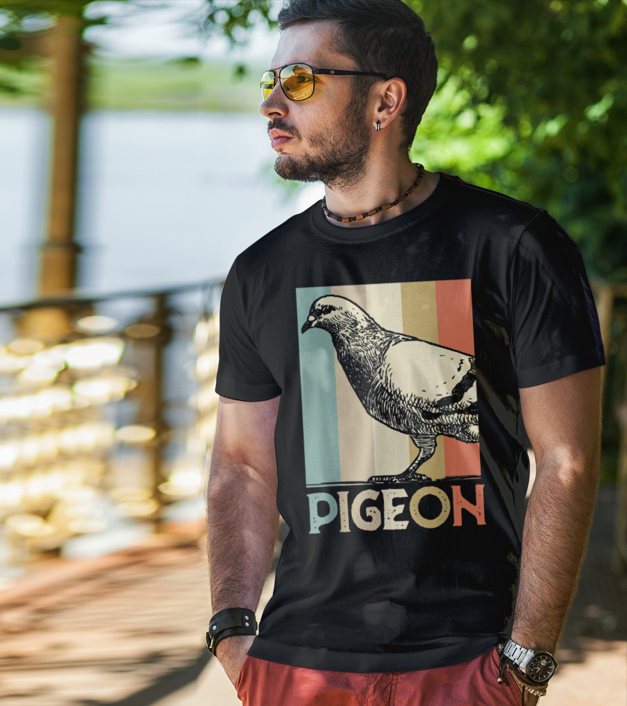 Pigeon Breeder Racing Retro Bird Stripes T-Shirt