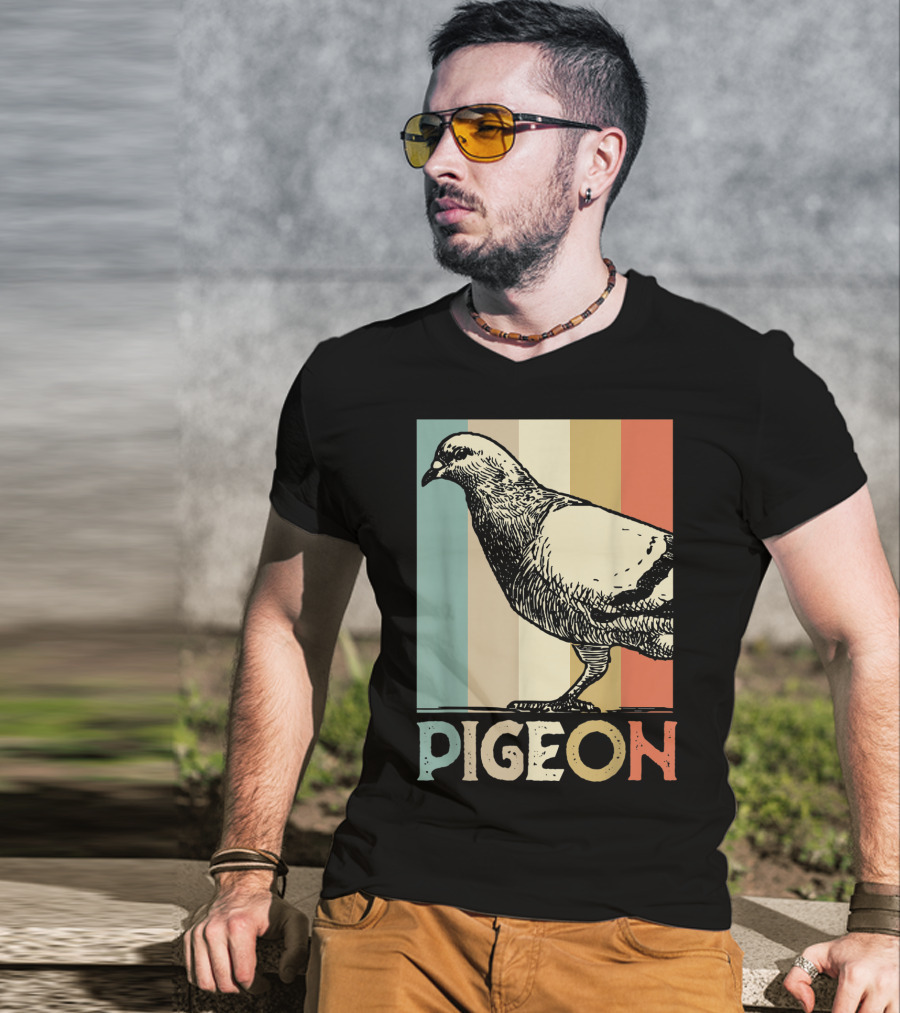 Pigeon Breeder Racing Retro Bird Stripes T-Shirt