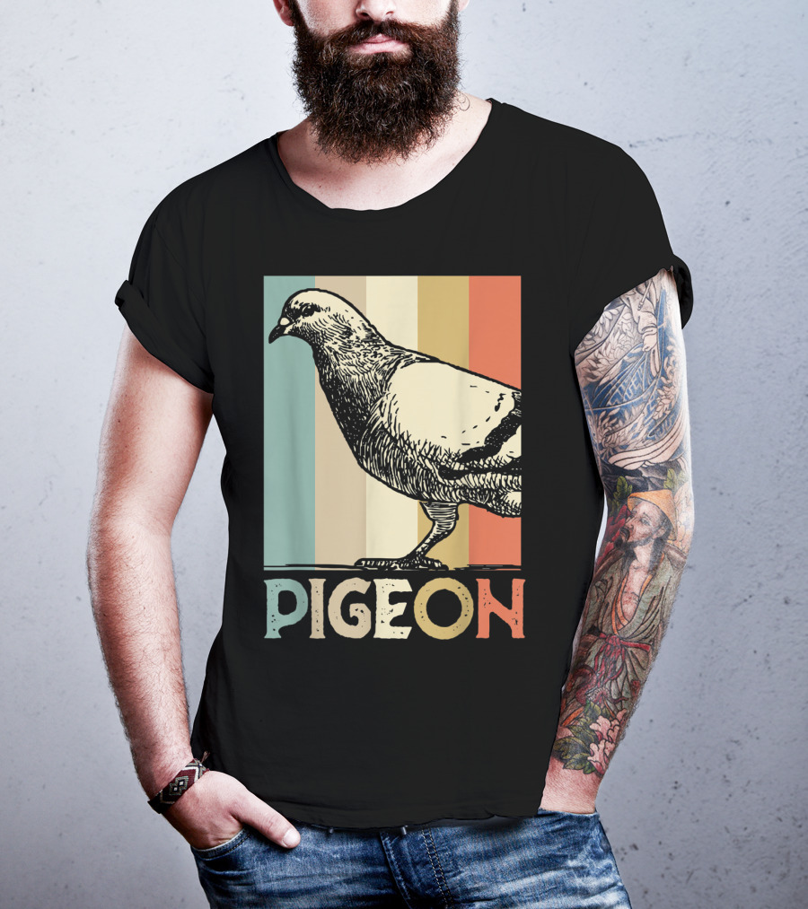 Pigeon Breeder Racing Retro Bird Stripes T-Shirt