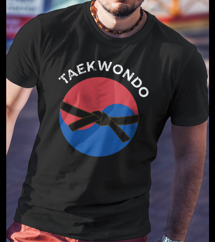 Taekwondo Korean Flag Black Belt Martial Arts T-Shirt