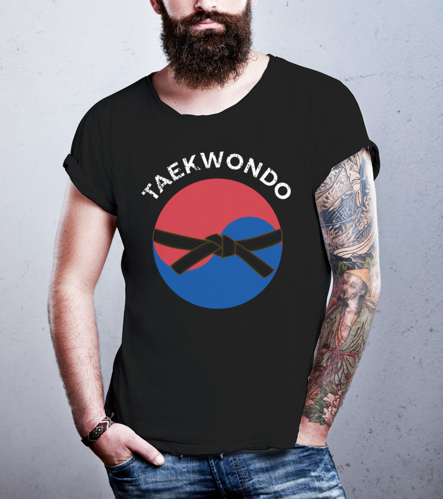 Taekwondo Korean Flag Black Belt Martial Arts T-Shirt