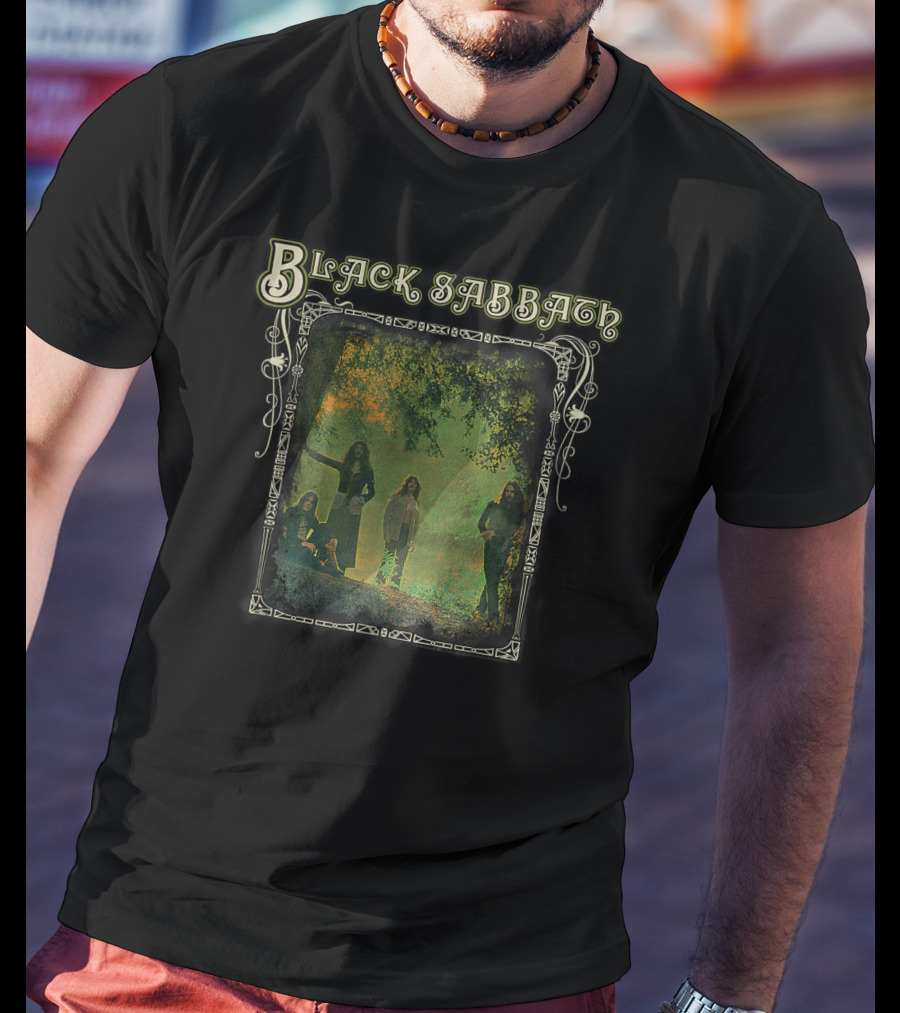 Black Sabbath Trees Photo Framed Band Image T-Shirt