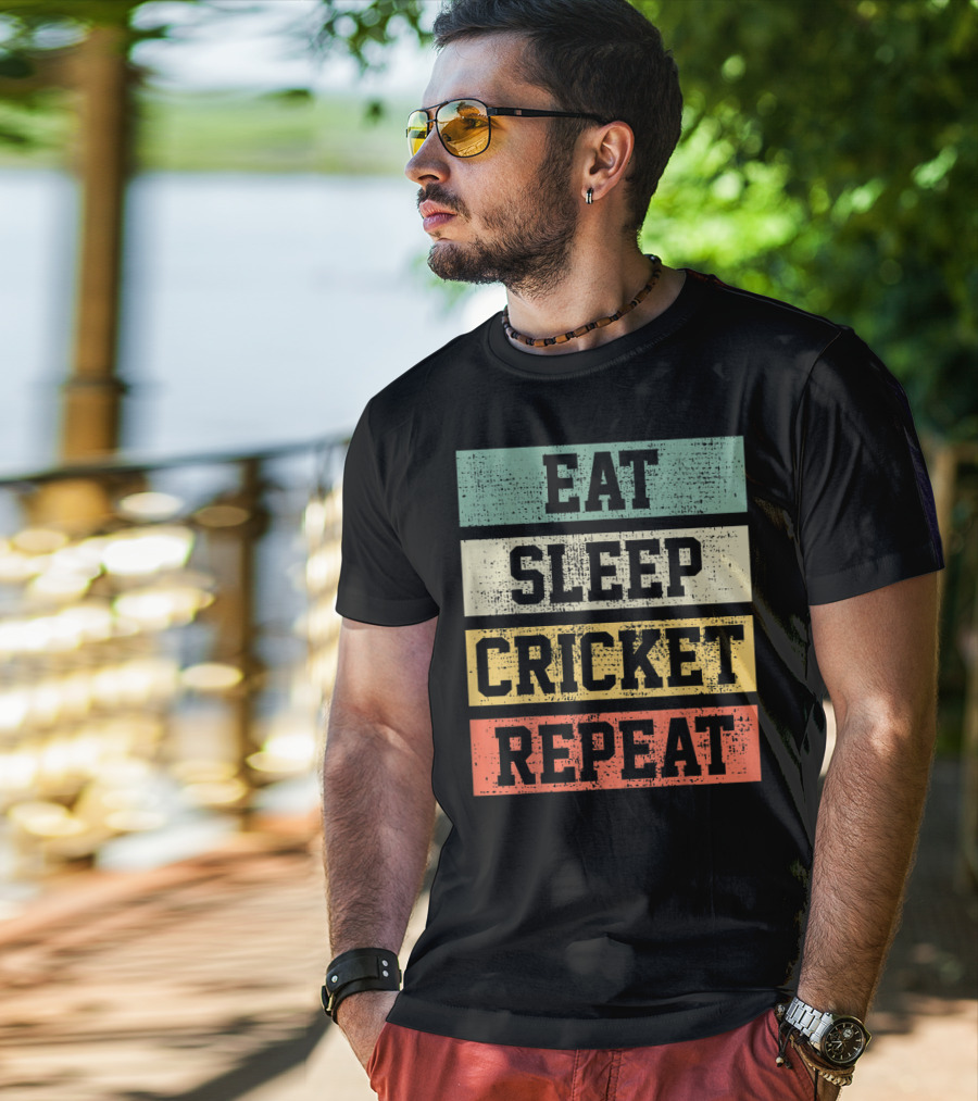 Eat Sleep Cricket Repeat Vintage Player Coach T-Shirt