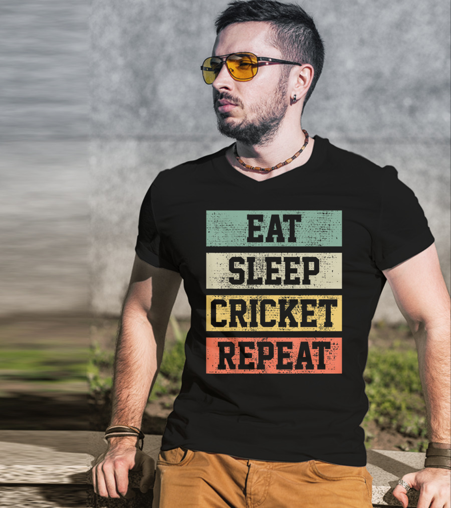 Eat Sleep Cricket Repeat Vintage Player Coach T-Shirt