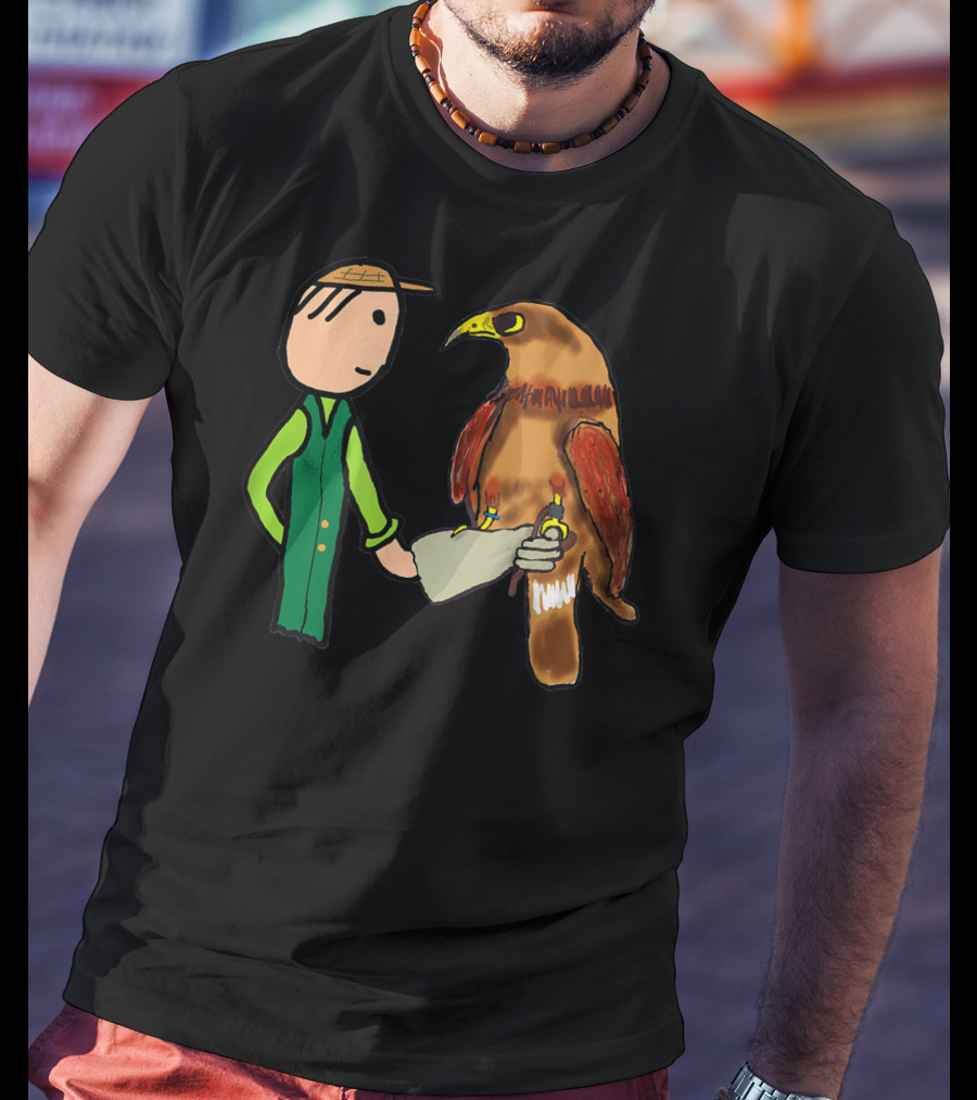 Falconry Handler With Illustrated Bird Of Prey T-Shirt