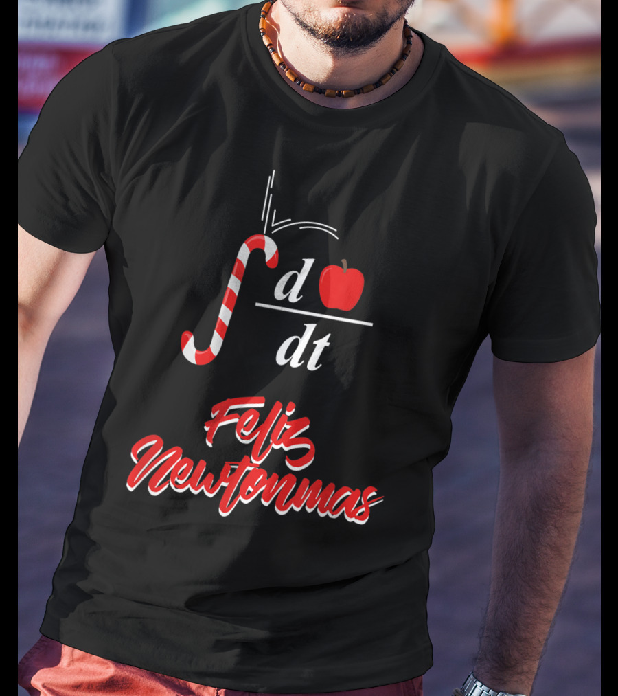 Feliz Newtonmas Integral Ddt Apple Candy Cane T-Shirt
