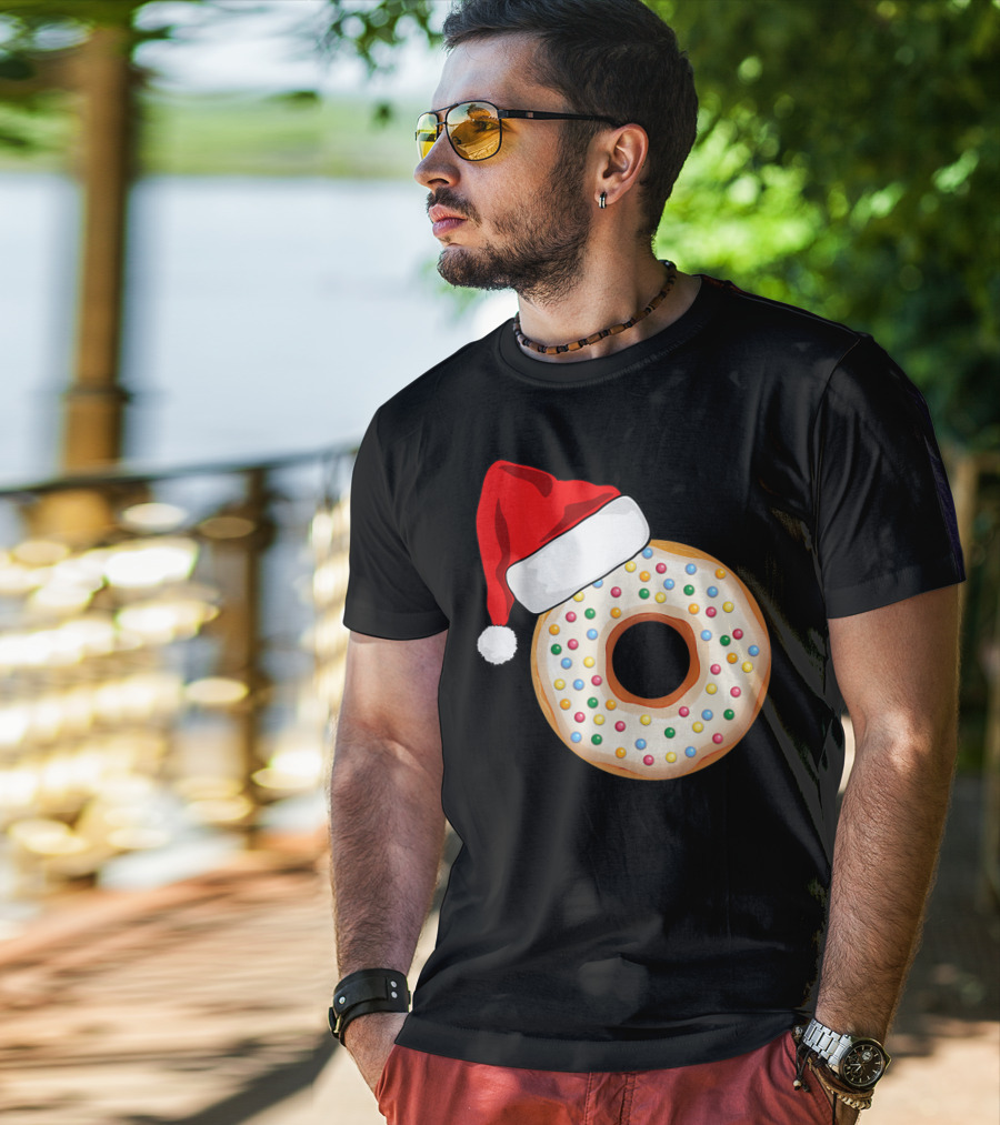 Funny Donut Santa Hat With Sprinkles T-Shirt