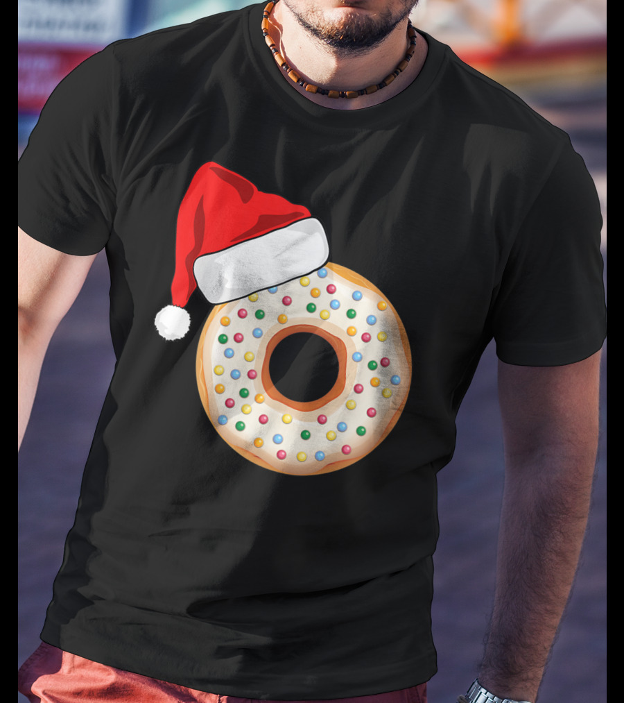 Funny Donut Santa Hat With Sprinkles T-Shirt