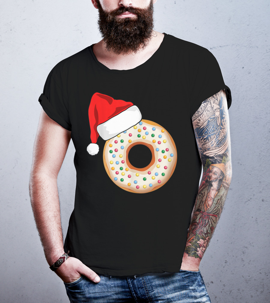 Funny Donut Santa Hat With Sprinkles T-Shirt