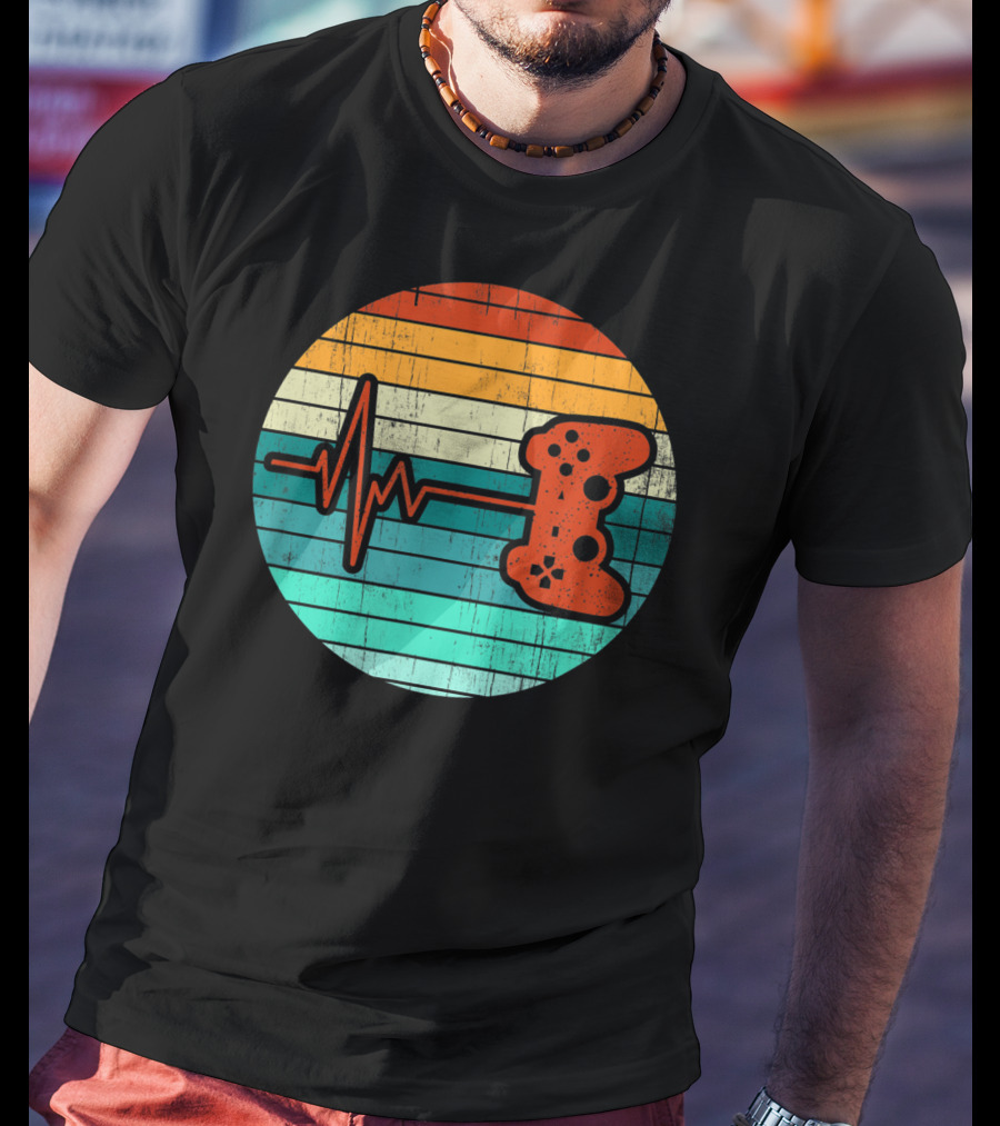 Funny Video Game Lover Heartbeat Retro Controller T-Shirt