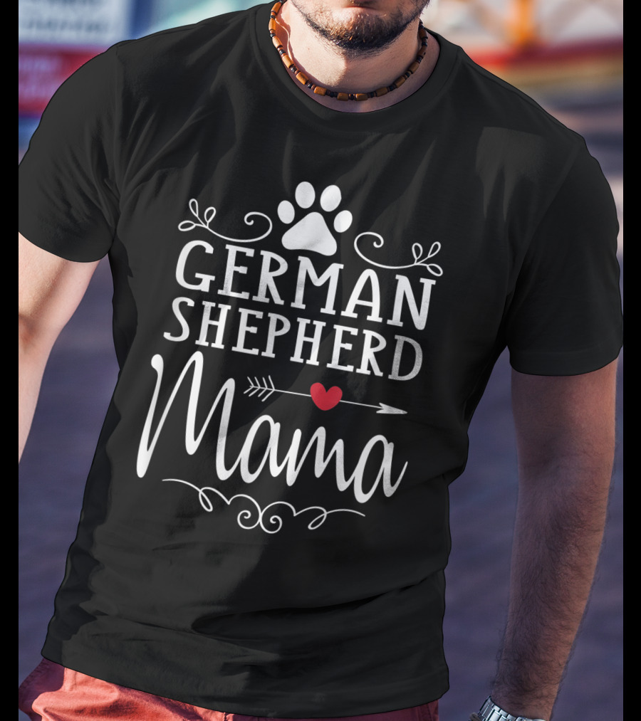 German Shepherd Mama German Shepherd Lover Paw Heart Arrow T-Shirt