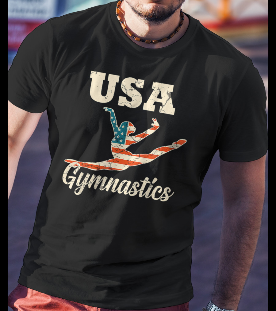 USA Gymnastics American Flag Gymnast T-Shirt