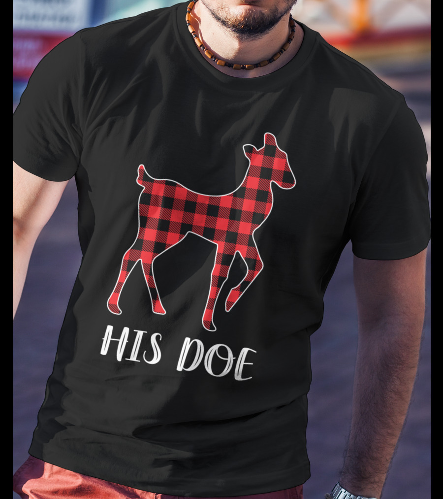 His Doe Red Buffalo Plaid Deer T-Shirt