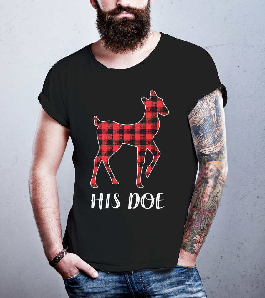 His Doe Red Buffalo Plaid Deer T-Shirt