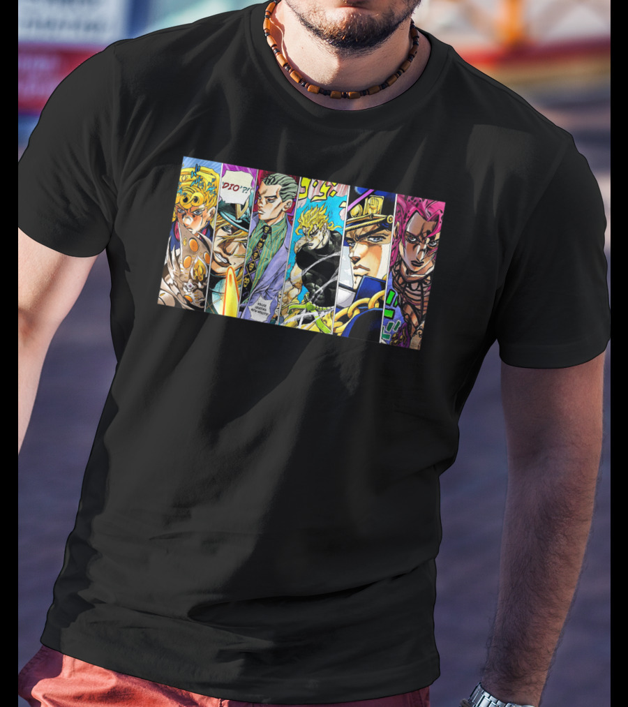Jojo's Bizarre Adventure Characters Collage Comic Strip T-Shirt