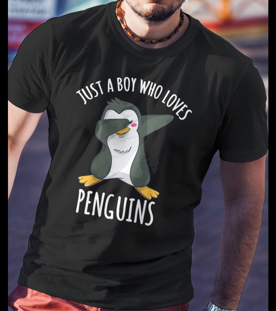 Just A Boy Who Loves Penguins Cute Penguin Dab Gesture T-Shirt