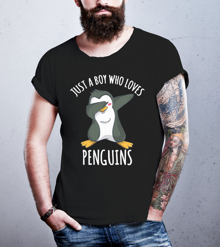 Just A Boy Who Loves Penguins Cute Penguin Dab Gesture T-Shirt