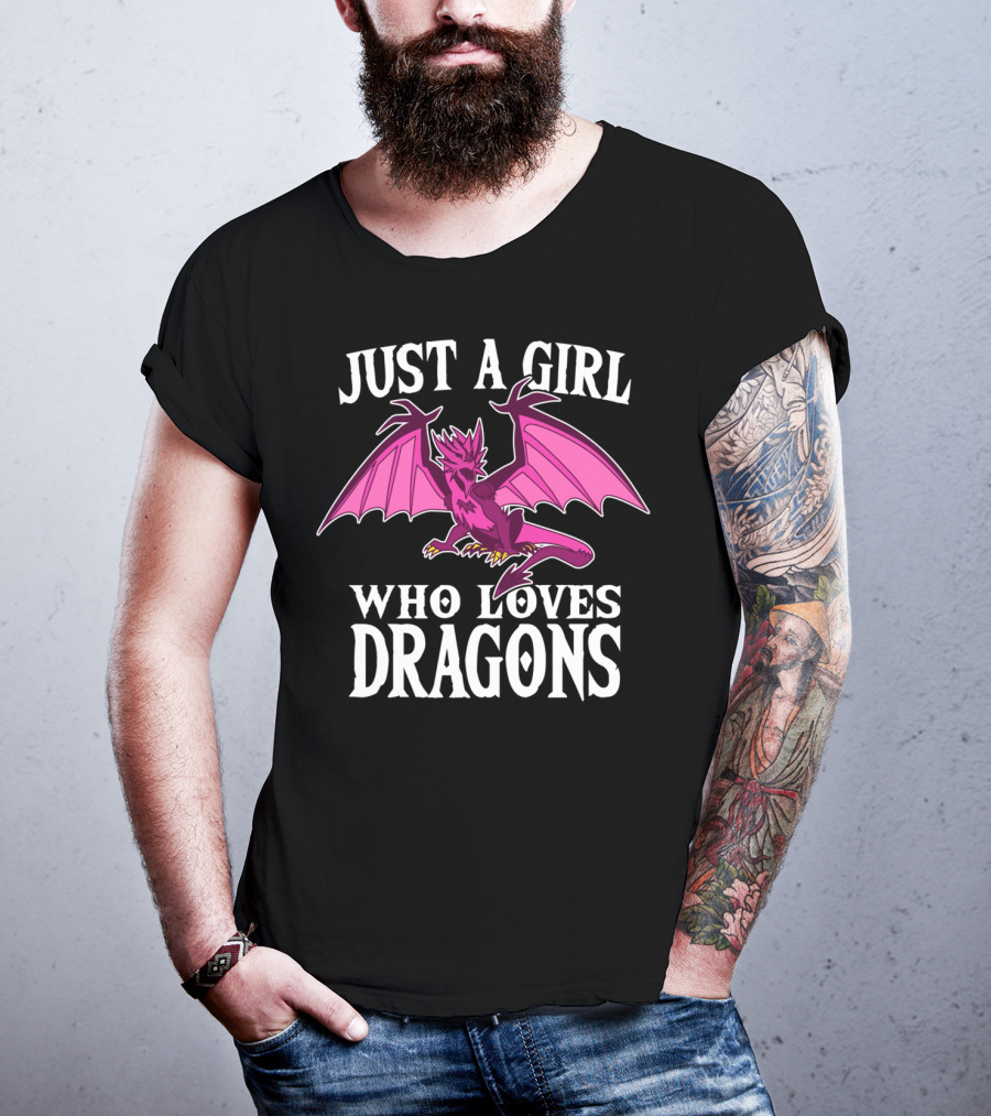 Just A Girl Who Loves Dragons Pink Creature T-Shirt