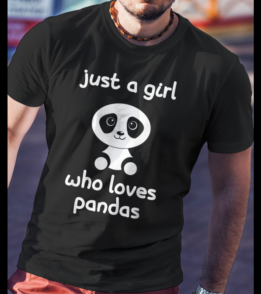 Just A Girl Who Loves Pandas Cute Panda Cartoon T-Shirt