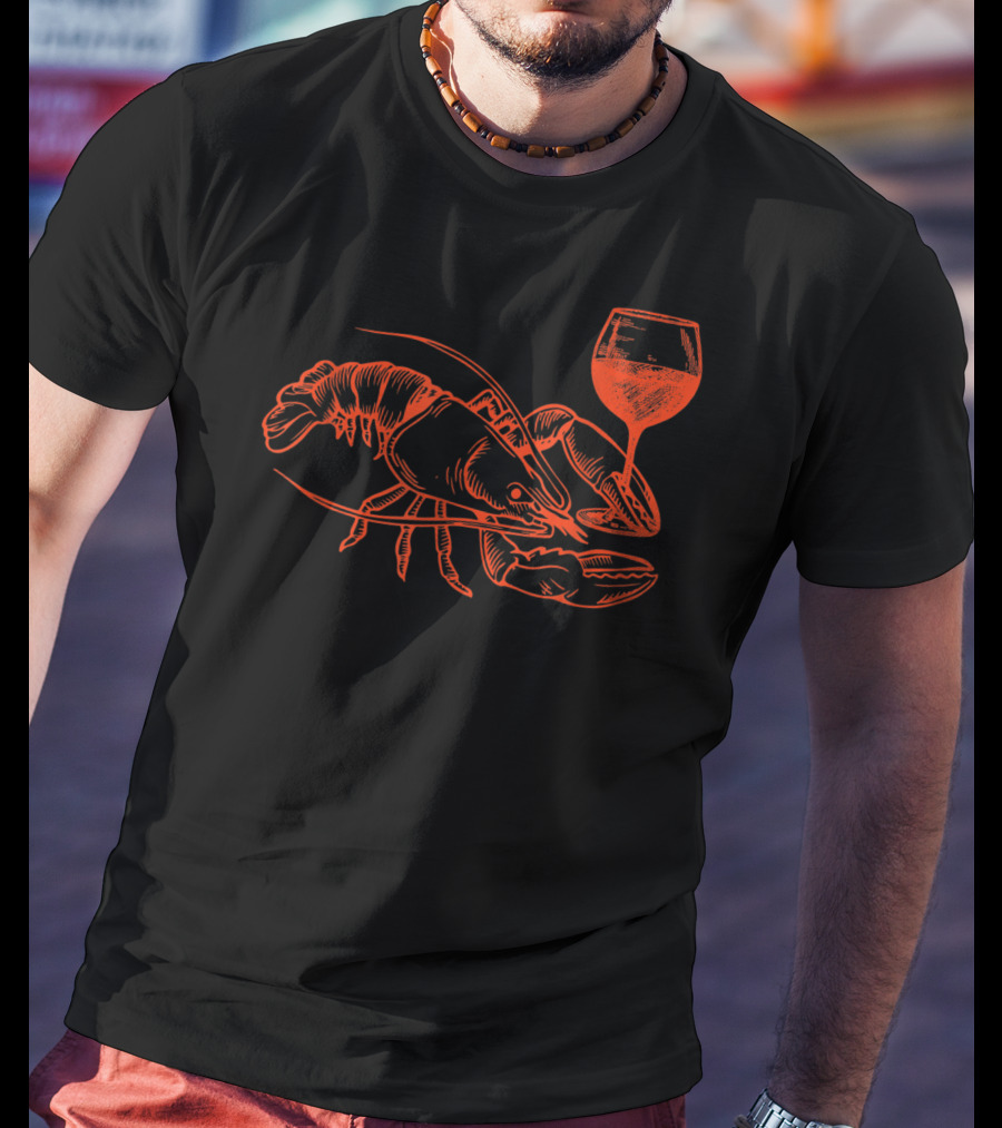 Lobster Wine Drinking Funny Summer Vacation T-Shirt