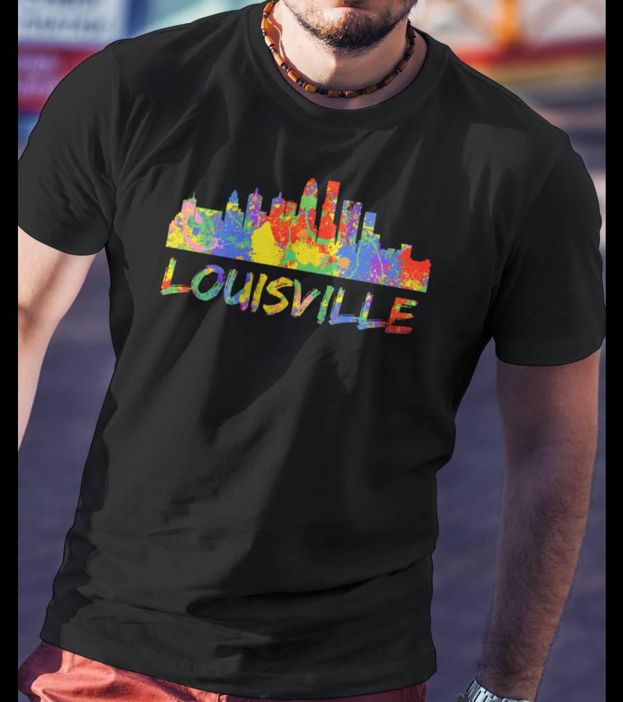 Louisville Rainbow Skyline Colorful Cityscape T-Shirt