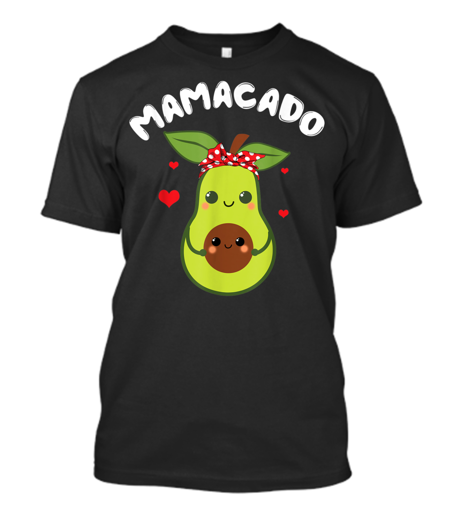 Mamacado Cute Avocado Pregnant With Hearts And Polka Dot Bow T-Shirt