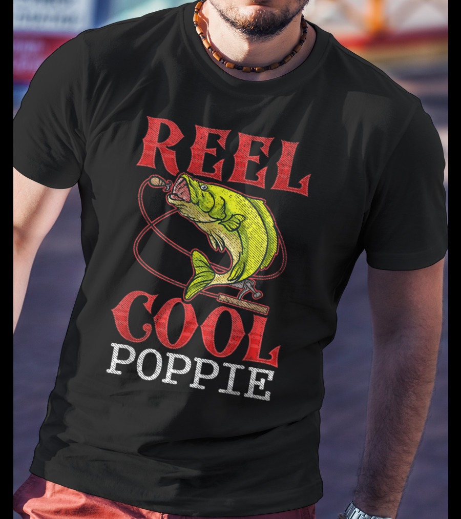 Reel Cool Poppie Fishing Lover Bass Jumping Rod T-Shirt