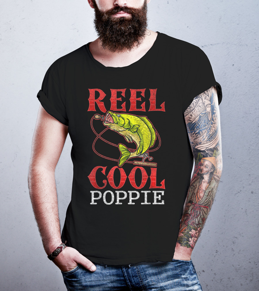 Reel Cool Poppie Fishing Lover Bass Jumping Rod T-Shirt
