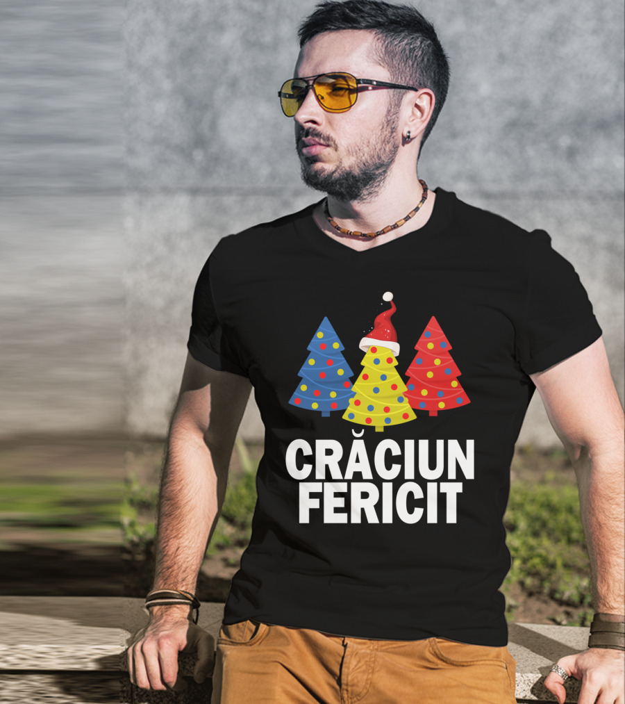 Crăciun Fericit Merry Christmas Romanian Trees Romania Lovers T-Shirt