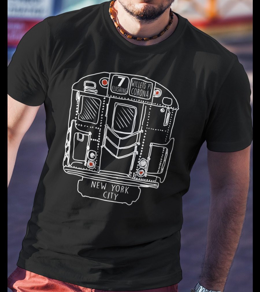 New York City Subway Train 7 Flushing Willets Pt Corona Vintage NYC Train T-Shirt
