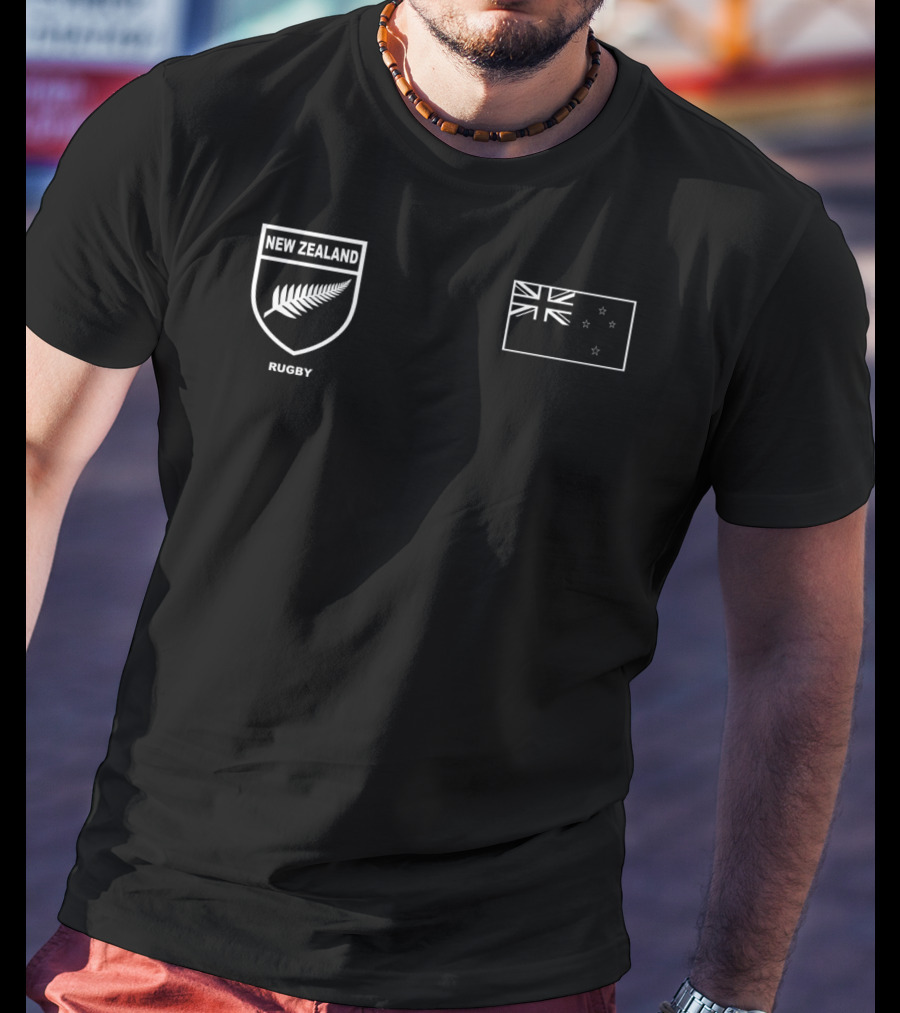 New Zealand Rugby Silver Fern Black Union Flag T-Shirt