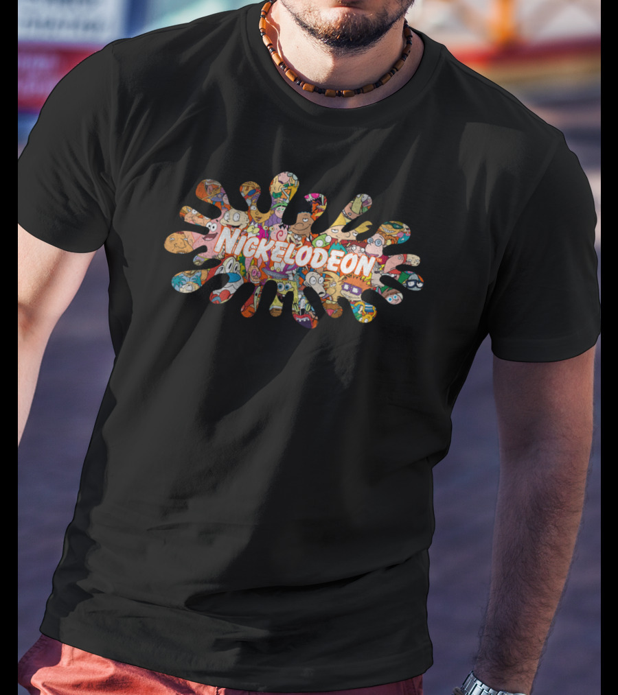 Nickelodeon 90s Characters Collage Splash Retro T-Shirt
