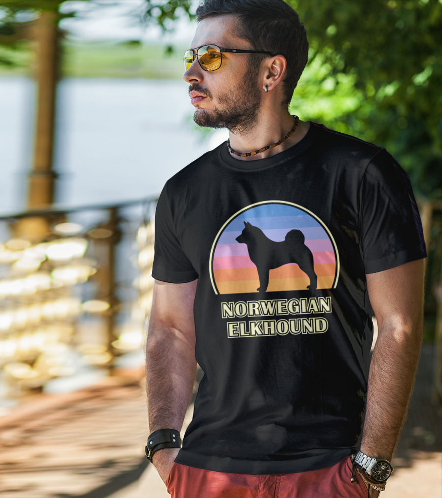 Norwegian Elkhound Vintage Sunset T-Shirt