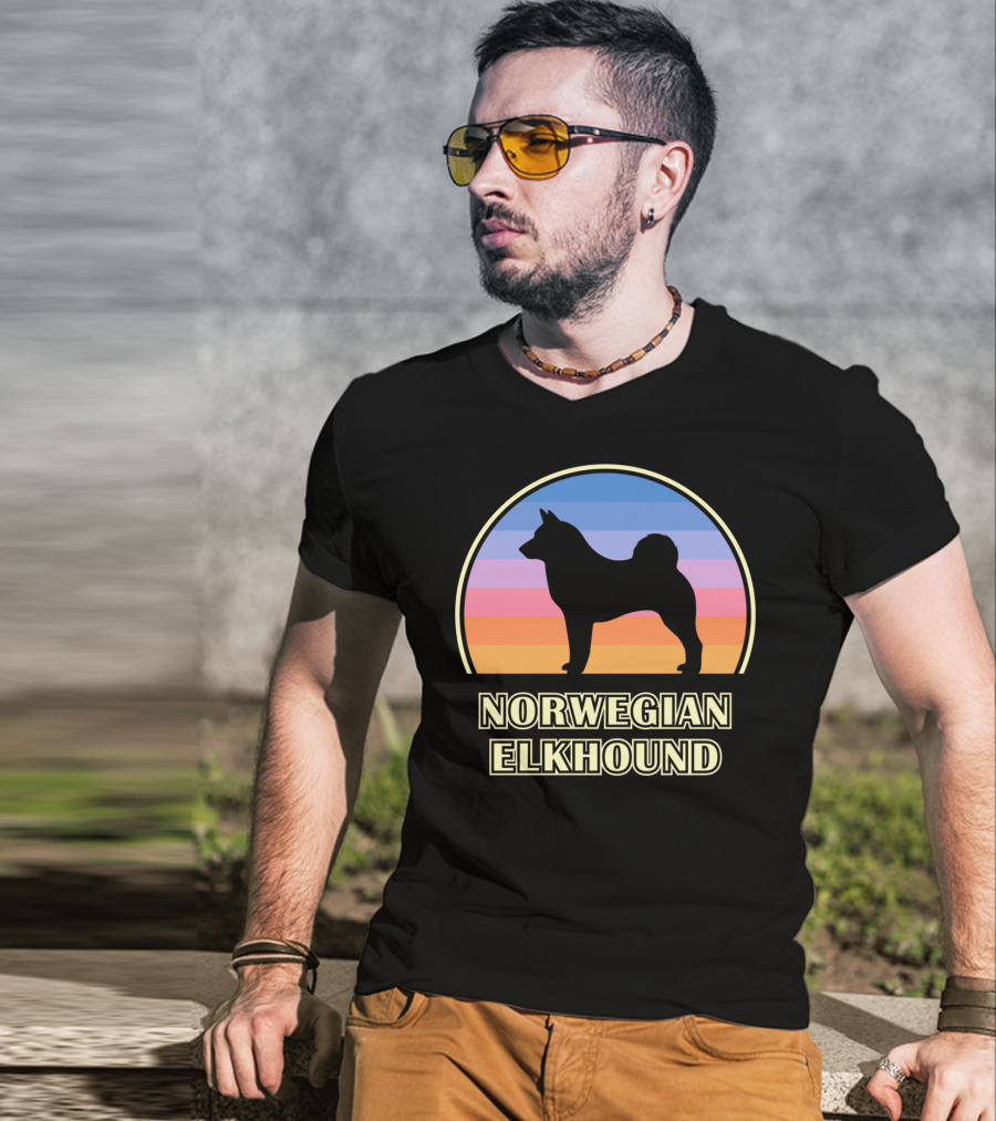 Norwegian Elkhound Vintage Sunset T-Shirt