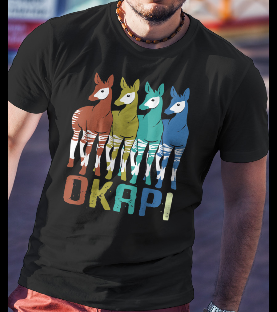 Okapi Family Colorful Okapi Flock T-Shirt