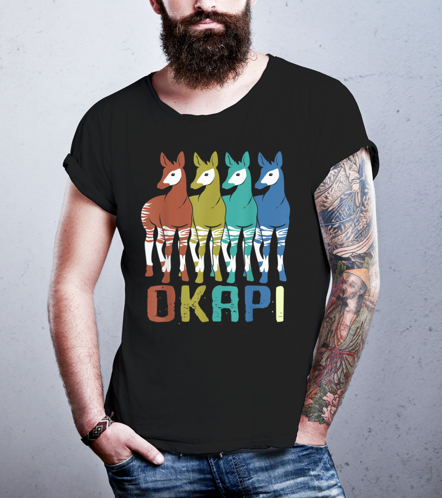 Okapi Family Colorful Okapi Flock T-Shirt