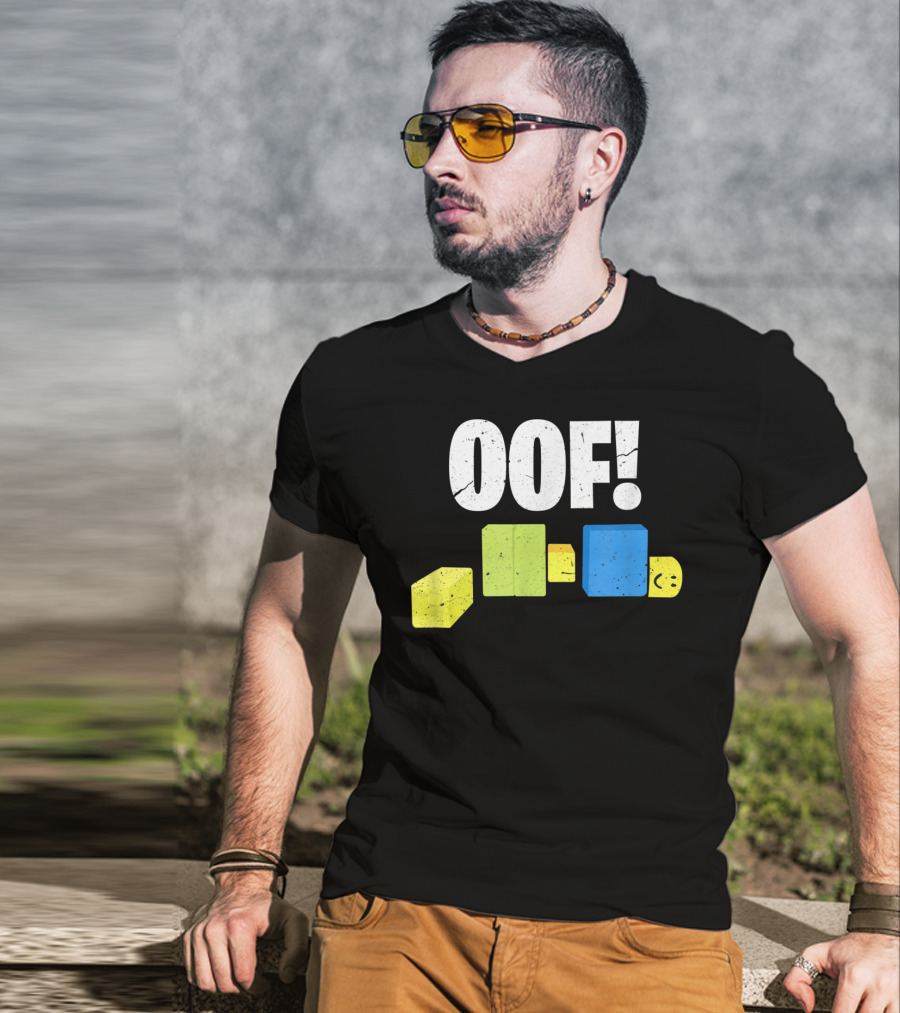 Oof Blox Noob Funny Gamer Blocks Oof Face T-Shirt