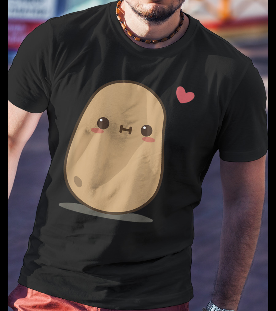 Potato Love Heart Cute Kawaii Character With Heart Balloon T-Shirt