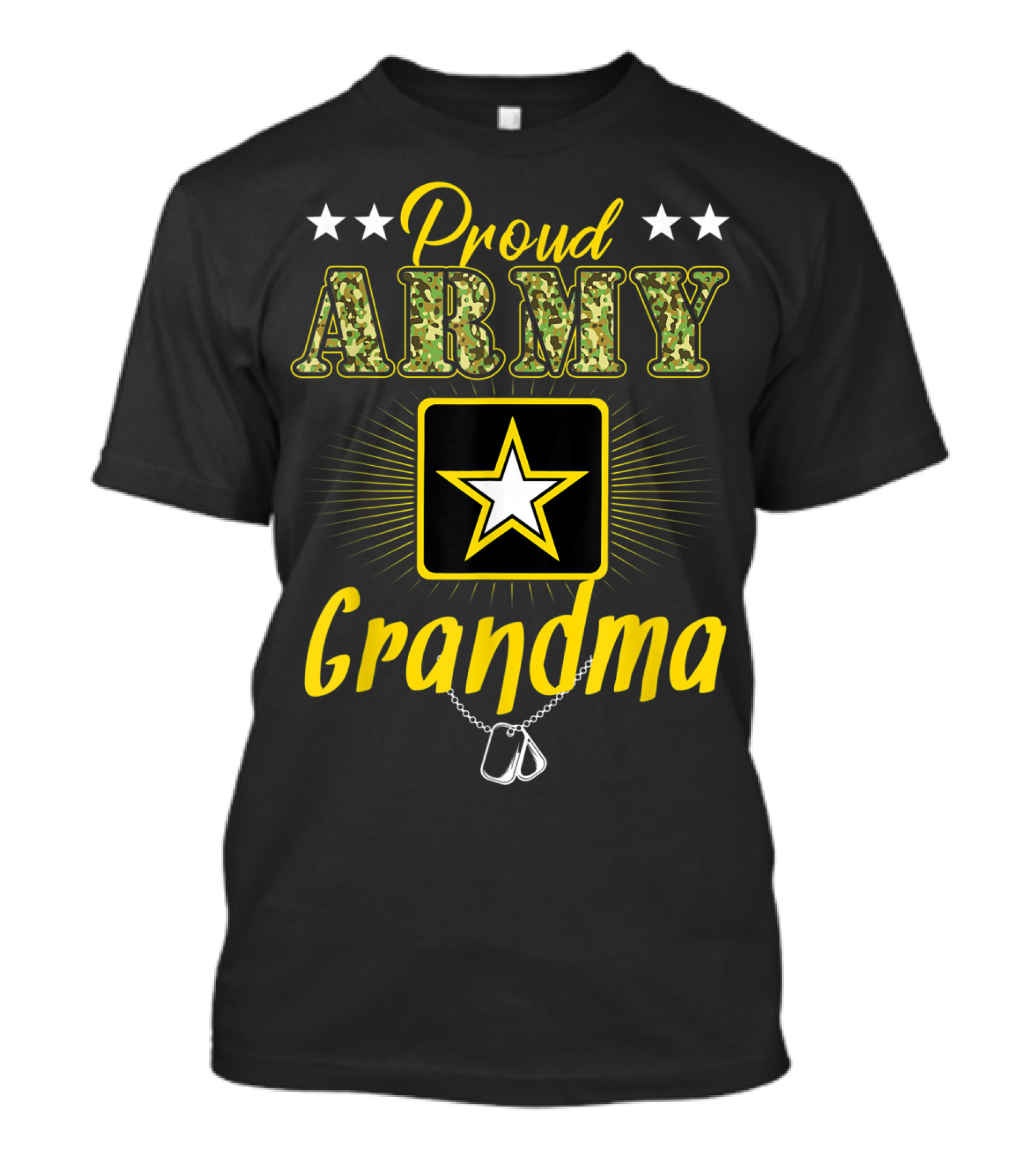 Proud Army Grandma Military Star Emblem Dog Tags T-Shirt