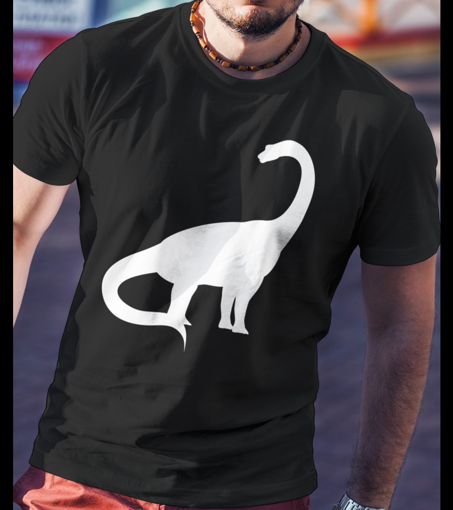 Retro Brachiosaurus Dinosaur Silhouette Classic Minimalist T-Shirt
