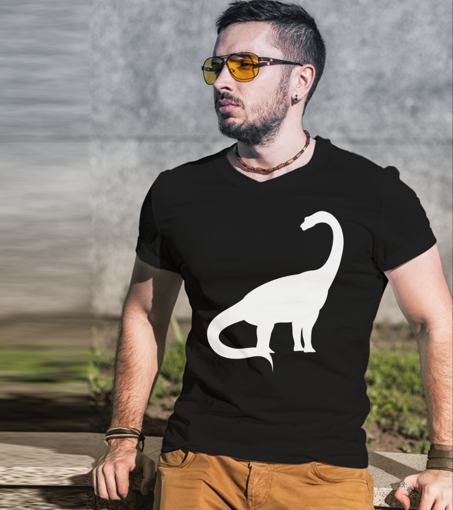 Retro Brachiosaurus Dinosaur Silhouette Classic Minimalist T-Shirt