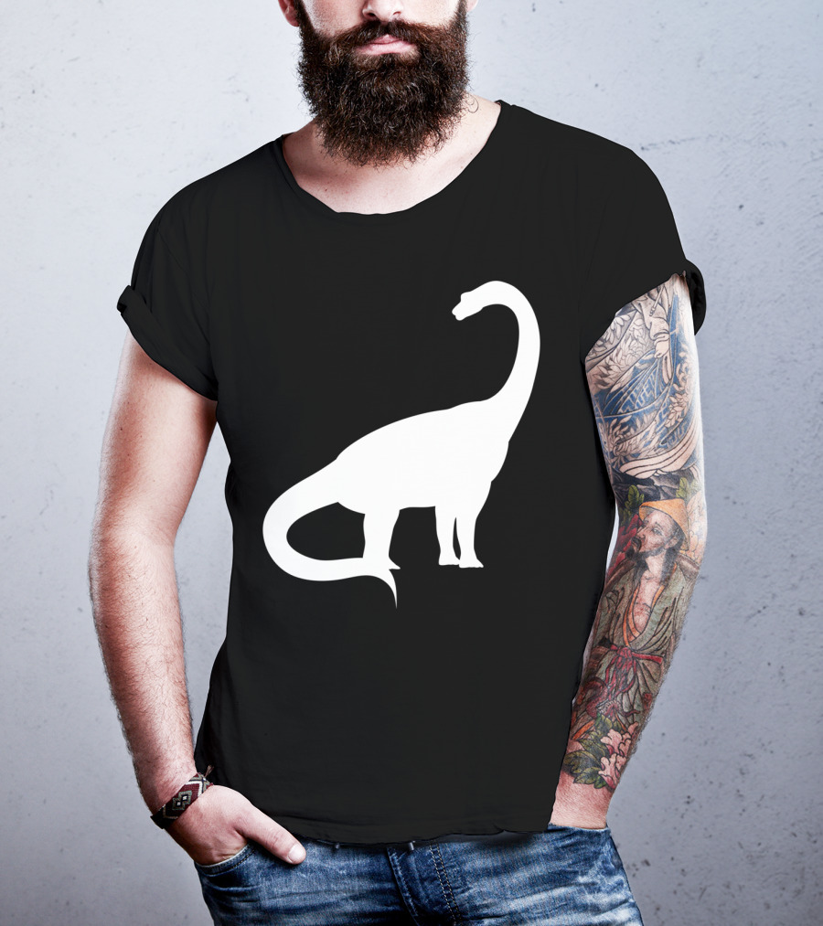 Retro Brachiosaurus Dinosaur Silhouette Classic Minimalist T-Shirt