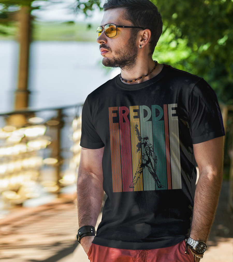 Freddie Mercury Retro Distressed Vintage Line T-Shirt