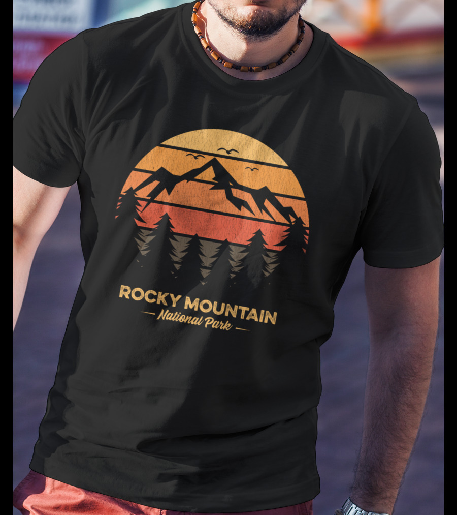 Rocky Mountain National Park Vintage Sunset Mountain T-Shirt