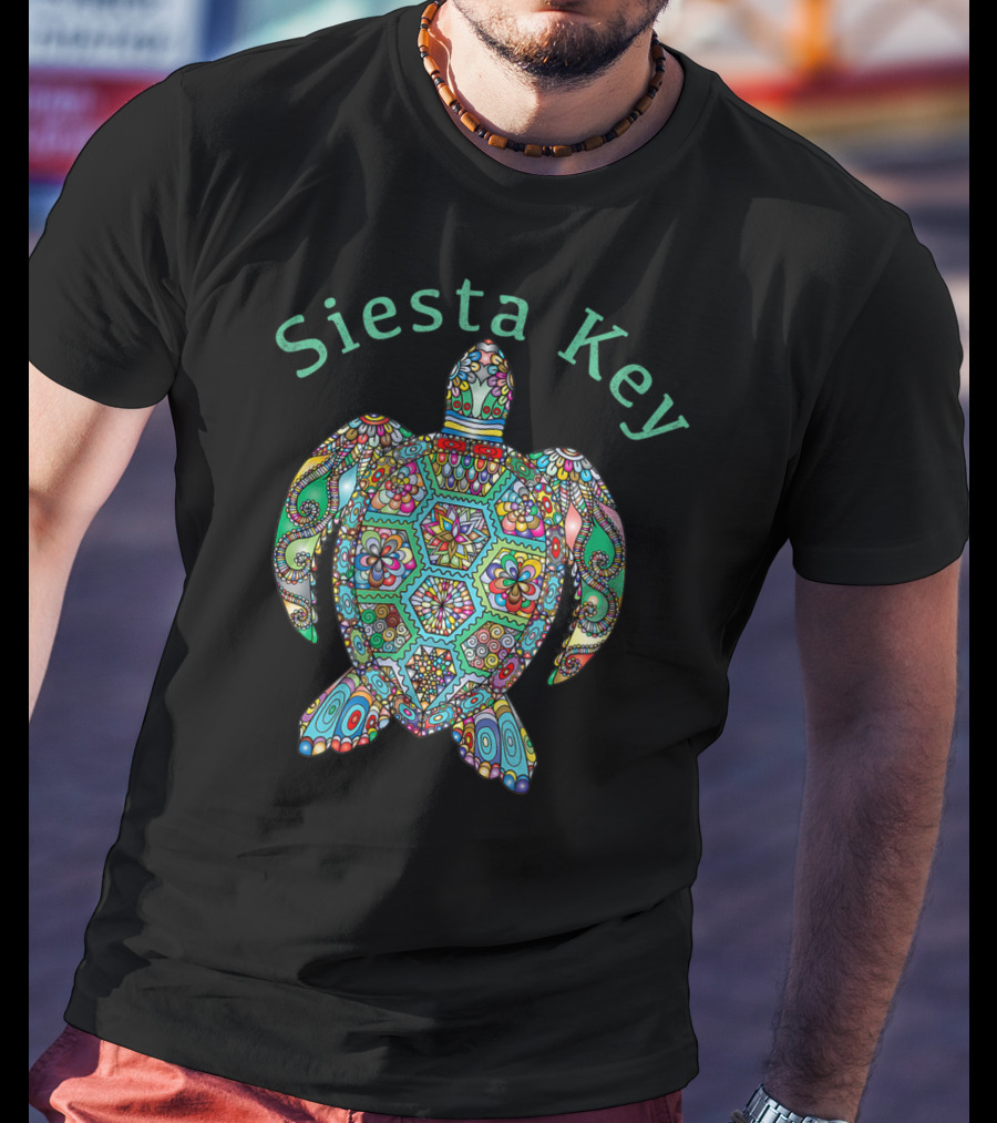 Siesta Key Vibrant Tribal Turtle T-Shirt
