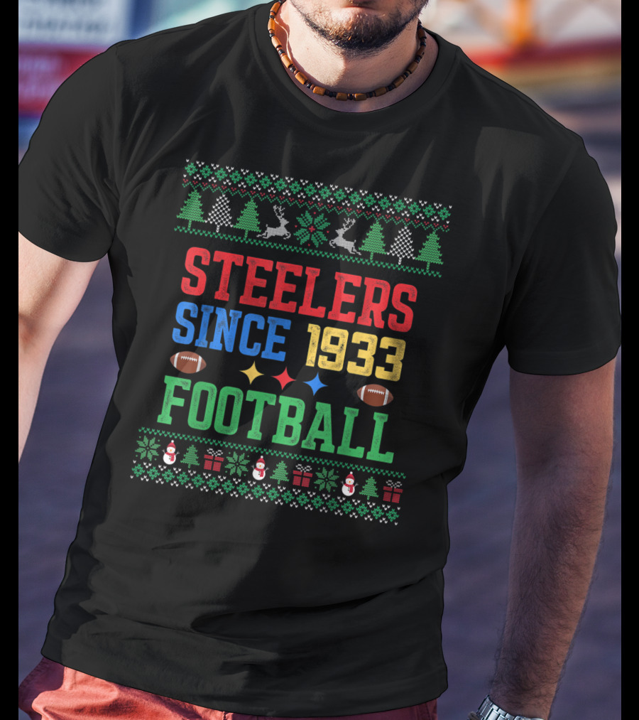 Steelers Ugly Christmas Football Since 1933 T-Shirt