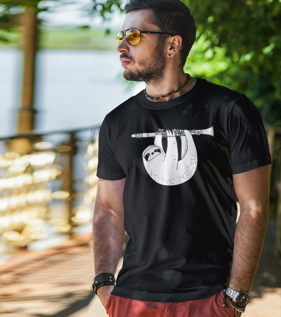 Sloth Hanging On Clarinet T-Shirt