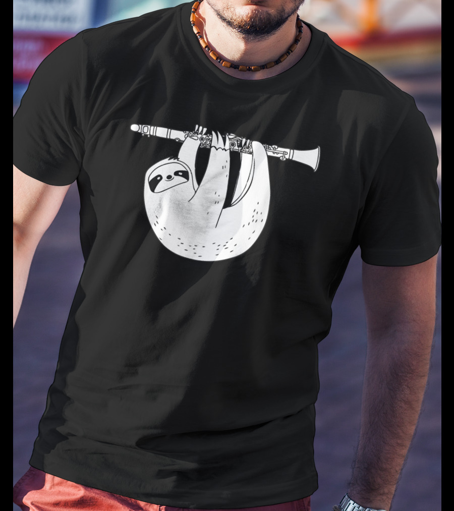 Sloth Hanging On Clarinet T-Shirt