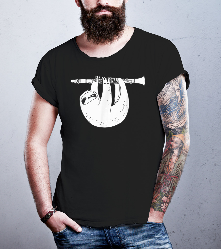 Sloth Hanging On Clarinet T-Shirt